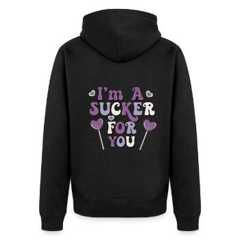 Ich Bin Ein Trottel Für Dich Retro-valentines - Unisex Premium Bio Zip Hoodie - Schwarz - Hinten - Nico (187cm)