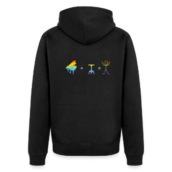Piano Player Funny Piano Pianist Stick Figure Pian - Unisex Premium Bio Zip Hoodie - Schwarz - Hinten - Nico (187cm)