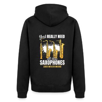 Instrument de saxophone oui j’ai vraiment besoin de tous ces s - Veste à capuche bio Premium Unisexe - noir - Dos - Nico (187cm)