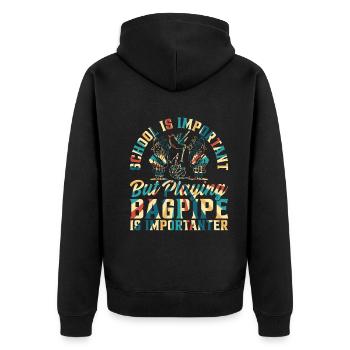 Bagpipe Player School Boy - Back To School Bagpipe - Unisex Premium Organic Zip Hoodie - black - Back - Nico (187cm)