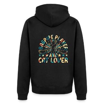 Bagpipe Player And Cat Lover - Bagpiper Music & Ca - Unisex Premium Organic Zip Hoodie - black - Back - Nico (187cm)