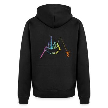 Bagpiper - Bagpipe Player And Shark Fishing - Unisex Premium Organic Zip Hoodie - black - Back - Nico (187cm)