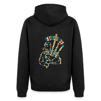 Bagpiper Bagpiping Hobby Bagpipe Music - Bagpipe P - Unisex Premium Bio Zip Hoodie - Schwarz - Hinten - Nico (187cm)