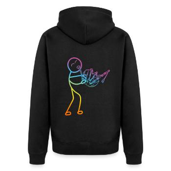 Funny Bagpipe Player - Funny Stick Figure Bagpiper - Unisex Premium Bio Zip Hoodie - Schwarz - Hinten - Nico (187cm)