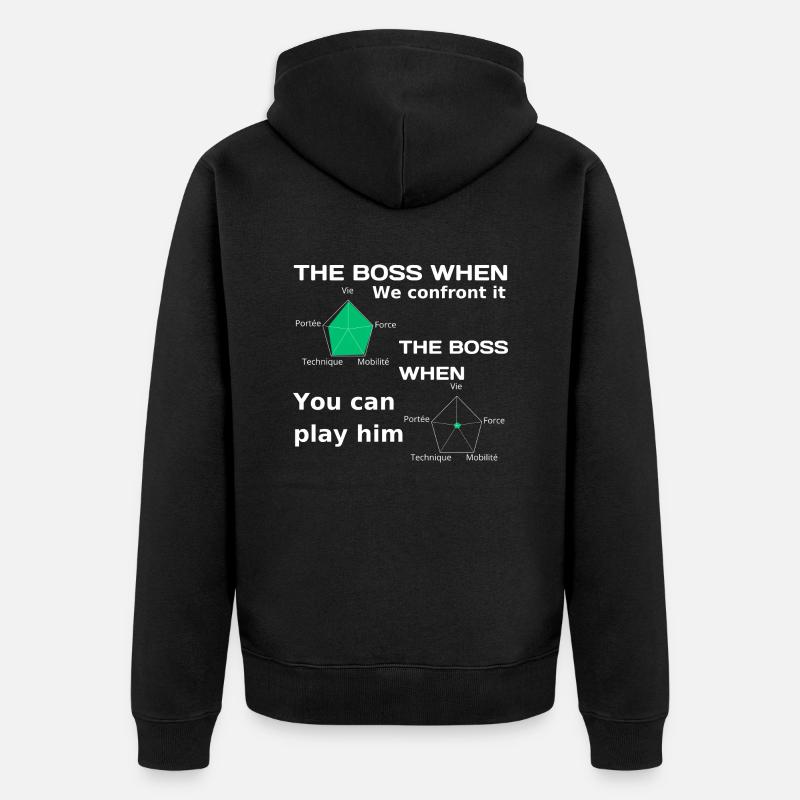 Das Level eines Chefs - Unisex Premium Bio Zip Hoodie - Schwarz