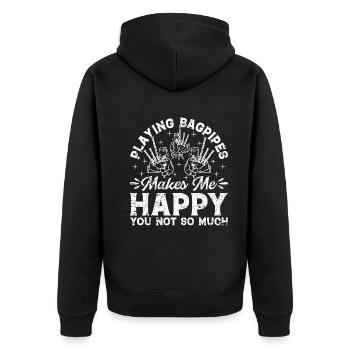 Playing Bagpipes Makes Me Happy You Not So Much - Unisex Premium Bio Zip Hoodie - Schwarz - Hinten - Nico (187cm)