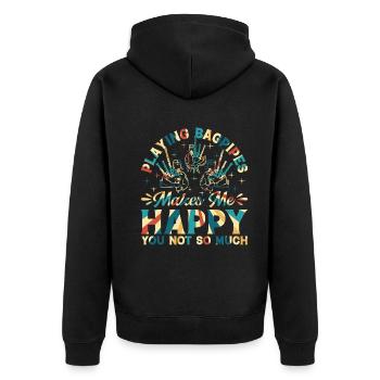 Playing Bagpipes Makes Me Happy You Not So Much - - Unisex Premium Bio Zip Hoodie - Schwarz - Hinten - Nico (187cm)