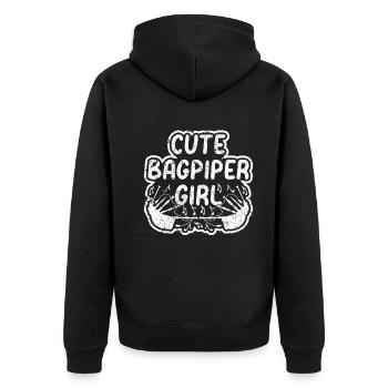 Cute Bagpiper Girl Bagpipe Music Notes & Bagpipe M - Unisex Premium Organic Zip Hoodie - black - Back - Nico (187cm)