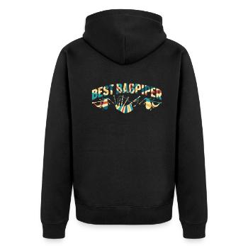 Best Bagpiper Bagpipe Lover Best Bagpiping Player - Unisex Premium Organic Zip Hoodie - black - Back - Nico (187cm)