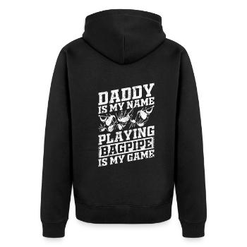 Papa est mon nom Jouer à la cornemuse est mon jeu - Papa - Veste à capuche bio Premium Unisexe - noir - Dos - Nico (187cm)