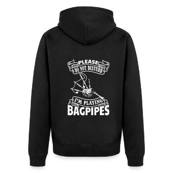 Please Do Not Disturb I'm Playing Bagpipes - Bagpi - Unisex Premium Organic Zip Hoodie - black - Back - Nico (187cm)