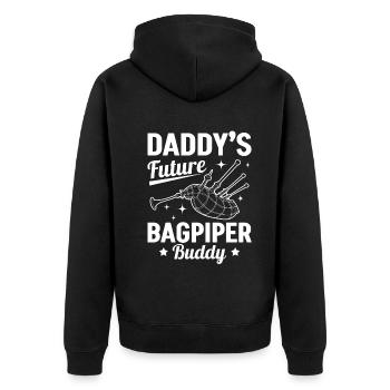Daddy's Future Bagpiper Buddy - Newborn Bagpiper - Unisex Premium Bio Zip Hoodie - Schwarz - Hinten - Nico (187cm)