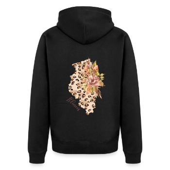 Illinois Leopard-muster Karte Leo State - Unisex Premium Bio Zip Hoodie - Schwarz - Hinten - Nico (187cm)