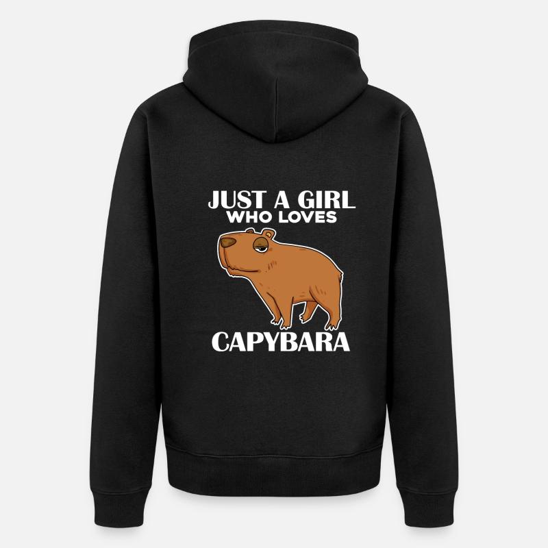 Capybara Mädchen Spruch - Unisex Premium Bio Zip Hoodie - Schwarz
