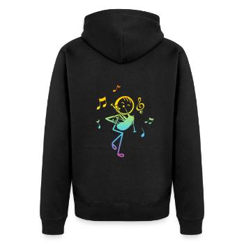 Funny Stick Figure Bagpiper - Funny Bagpipe Player - Unisex Premium Bio Zip Hoodie - Schwarz - Hinten - Nico (187cm)