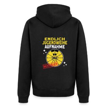Jugendweihe Geschenke für jugendliche - Unisex Premium Bio Zip Hoodie - Schwarz - Hinten - Nico (187cm)