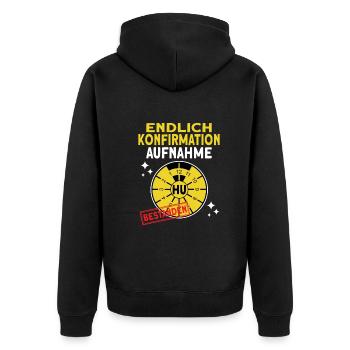 Konfirmation Geschenke für Jungen und jugendliche - Unisex Premium Bio Zip Hoodie - Schwarz - Hinten - Nico (187cm)