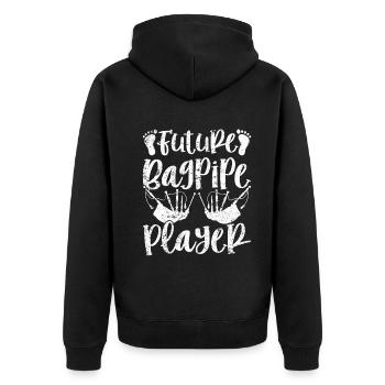 Future Bagpipe Player - Bagpiper Baby Bagpipe Play - Unisex Premium Bio Zip Hoodie - Schwarz - Hinten - Nico (187cm)