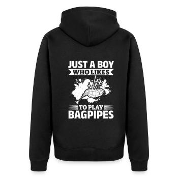 Joueur de cornemuse - Juste un garçon qui aime jouer au bagp - Veste à capuche bio Premium Unisexe - noir - Dos - Nico (187cm)