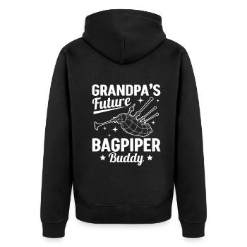 Grandpa's Future Bagpiper Buddy Bagpipe Player - Unisex Premium Bio Zip Hoodie - Schwarz - Hinten - Nico (187cm)