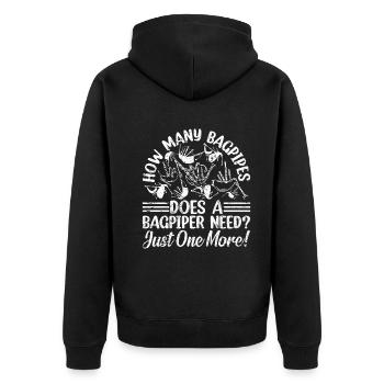 How Many Bagpipes Does A Bagpiper Need? Bagpipe Pl - Unisex Premium Bio Zip Hoodie - Schwarz - Hinten - Nico (187cm)