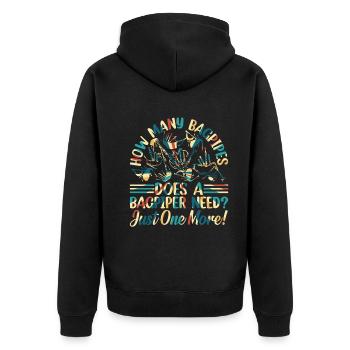 How Many Bagpipes Does A Bagpiper Need? Bagpiper - Unisex Premium Bio Zip Hoodie - Schwarz - Hinten - Nico (187cm)