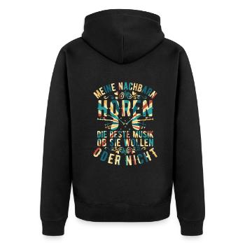 My Neighbors Listen To The Best Music - Bagpipe Mu - Unisex Premium Bio Zip Hoodie - Schwarz - Hinten - Nico (187cm)