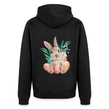 Aquarell-osterhase Und -eier - Unisex Premium Bio Zip Hoodie - Schwarz - Hinten - Nico (187cm)