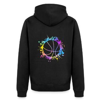 Basketball Colorful Splashes - Unisex Premium Organic Zip Hoodie - black - Back - Nico (187cm)
