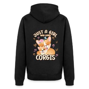 Juste une fille qui aime Corgis Corgi Maman - Veste à capuche bio Premium Unisexe - noir - Dos - Nico (187cm)