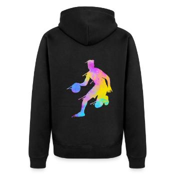 Basketball Colorful Splashes - Unisex Premium Organic Zip Hoodie - black - Back - Nico (187cm)
