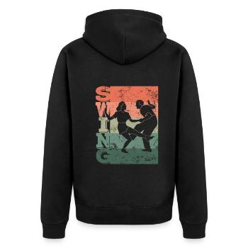 Boogie Woogie Tanz Swing Tanzpaar - Unisex Premium Bio Zip Hoodie - Schwarz - Hinten - Nico (187cm)