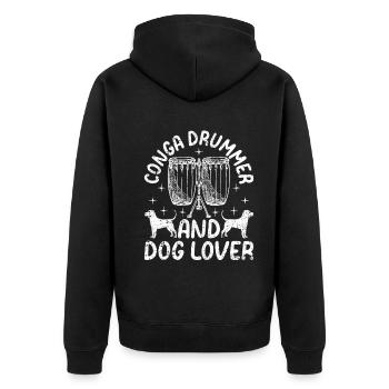Conga Drummer and Dog Lover - Conga Player Dog Own - Unisex Premium Organic Zip Hoodie - black - Back - Nico (187cm)