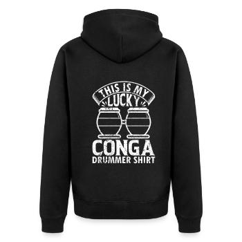 Ceci est ma chemise de batteur Lucky Conga Conga Musicia - Veste à capuche bio Premium Unisexe - noir - Dos - Nico (187cm)