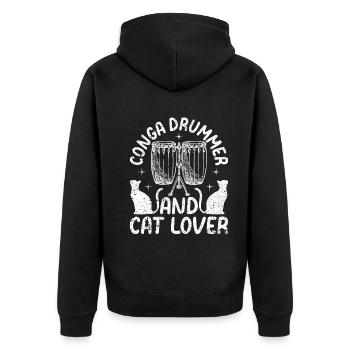 Conga Drummer and Cat Lover - Conga Player Cat Own - Unisex Premium Bio Zip Hoodie - Schwarz - Hinten - Nico (187cm)