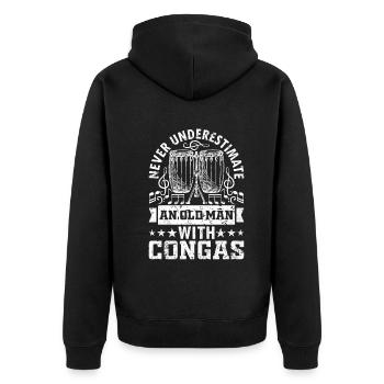 Conga Drummer - Never Underestimate An Old Man Wit - Unisex Premium Bio Zip Hoodie - Schwarz - Hinten - Nico (187cm)