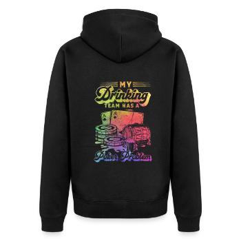 Poker - My Drinking Team Has A Poker Problem - Fun - Unisex Premium Bio Zip Hoodie - Schwarz - Hinten - Nico (187cm)