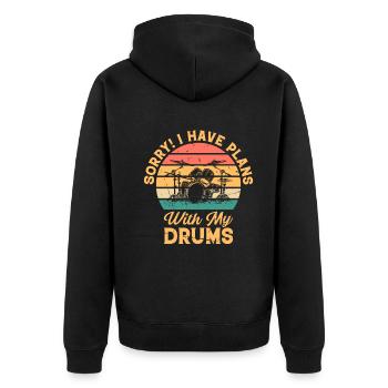 Pardon! J’ai des projets avec ma batterie - Drum Player - Veste à capuche bio Premium Unisexe - noir - Dos - Nico (187cm)