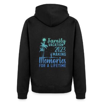 Family holidays Creating memories - Unisex Premium Organic Zip Hoodie - black - Back - Nico (187cm)