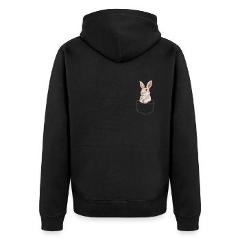 Hase In Einer Tasche Aquarell - Unisex Premium Bio Zip Hoodie - Schwarz - Hinten - Nico (187cm)