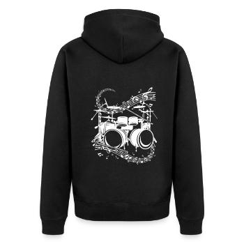 Musical Drums Drumming Drum Musician Music Notes - Unisex Premium Bio Zip Hoodie - Schwarz - Hinten - Nico (187cm)