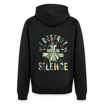 I Destroy The Silence - Drum Musician Drum Player - Unisex Premium Organic Zip Hoodie - black - Back - Nico (187cm)
