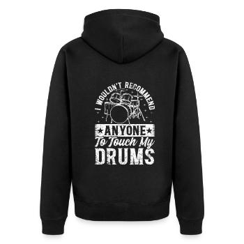 Drummer Player I Wouldn't Recommend Anyone To Touc - Unisex Premium Bio Zip Hoodie - Schwarz - Hinten - Nico (187cm)