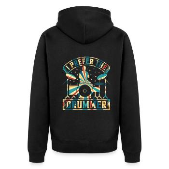 Drummer Drum Player - I Prefer The Drummer - Unisex Premium Organic Zip Hoodie - black - Back - Nico (187cm)