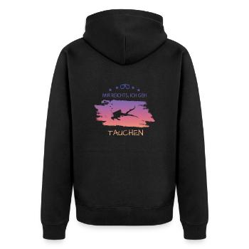 Tauchen Diving Scuba Taucher - Unisex Premium Bio Zip Hoodie - Schwarz - Hinten - Nico (187cm)