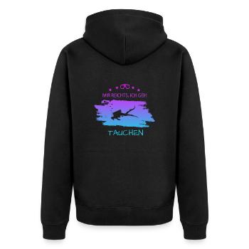 Tauchen Diving - Unisex Premium Bio Zip Hoodie - Schwarz - Hinten - Nico (187cm)