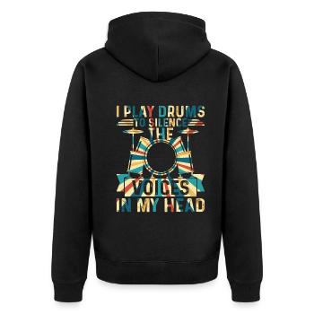 Je joue de la batterie pour faire taire les voix dans ma tête Tambour - Veste à capuche bio Premium Unisexe - noir - Dos - Nico (187cm)
