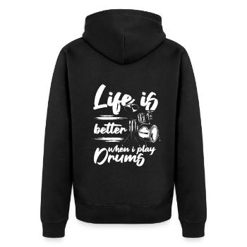 La vie est meilleure quand je joue de la batterie - Drum Player Dru - Veste à capuche bio Premium Unisexe - noir - Dos - Nico (187cm)