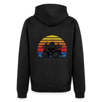 Sloth Drum Set Drumming Sloth Drummer - Unisex Premium Organic Zip Hoodie - black - Back - Nico (187cm)