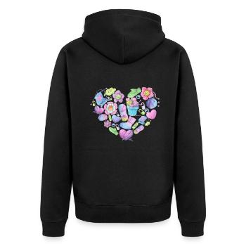 Tricot Coeur Crochet Accessoires Mignon - Veste à capuche bio Premium Unisexe - noir - Dos - Nico (187cm)